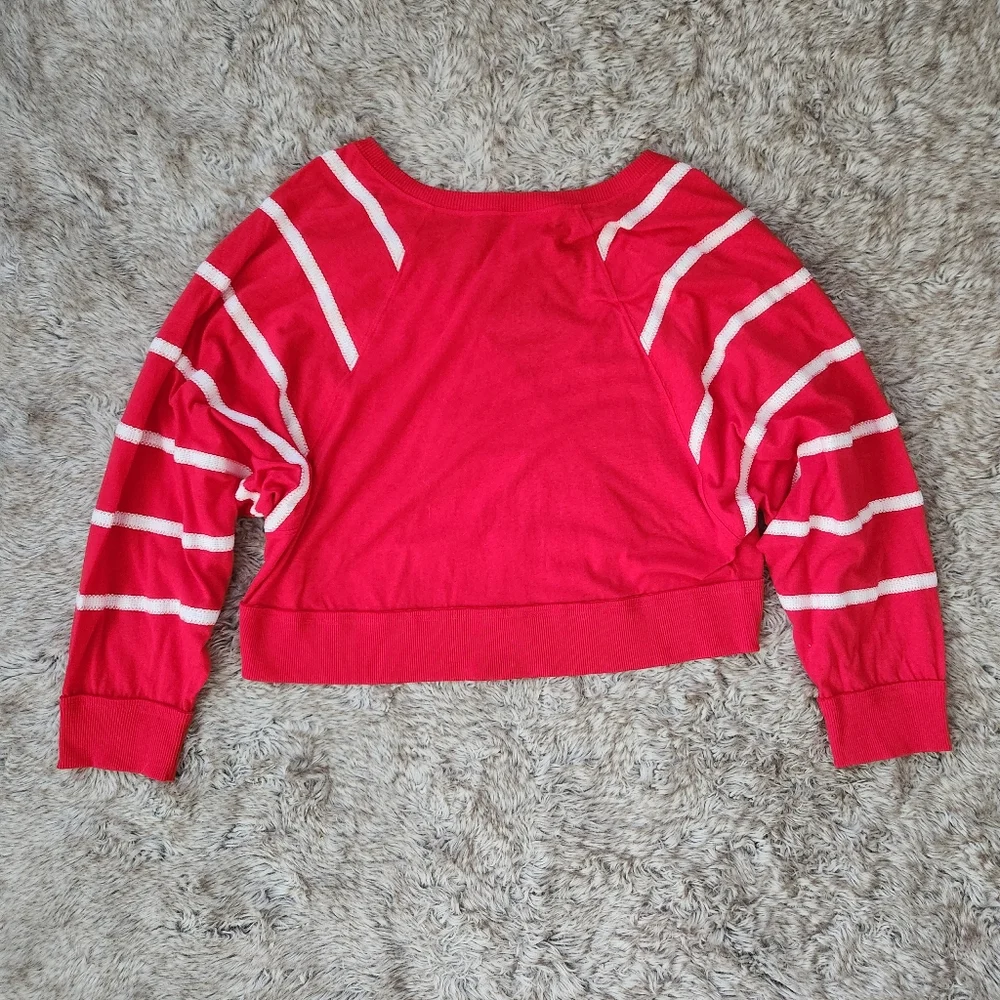 Free People FP Movement Aerial Long Sleeve Top Red & White Women's‎ Size Large